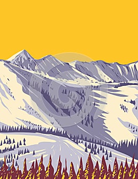 Snowbird Ski and Summer Resort at Hidden Peak near Salt Lake City Utah WPA Poster Art photo