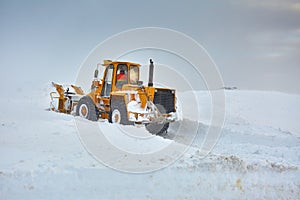 Snowblower at work in the mountains