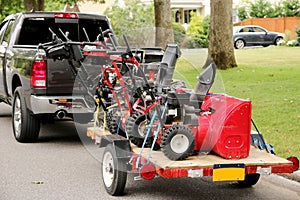 Snowblowers on a trailer