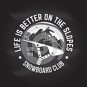 Snowboard Club. Vector illustration. Concept for shirt, print, stamp or tee.