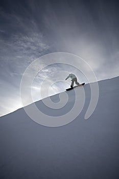 Snowboard freeride in high mountains