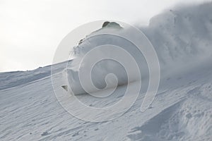 Snowboard freeride in high mountains