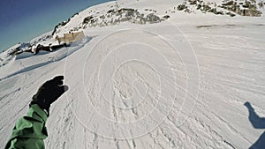 Snowboard freerider in the mountains