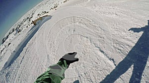 Snowboard freerider in the mountains