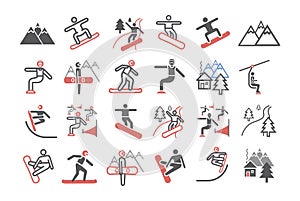 Snowboard icons. Vector signs for web graphics.