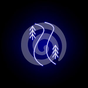 snowboard road line icon in neon style. Element of winter sport illustration. Signs and symbols icon can be used for web, logo,