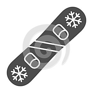 Snowboard solid icon, Winter sport concept, snowboarding equipment sign on white background, Snow board icon in glyph
