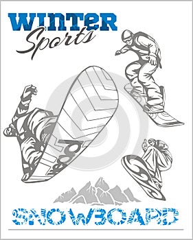 Snowboard - winter sport. Vector stock