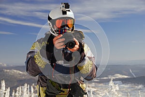 Snowboarder with camera