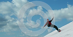 Snowboarder flying