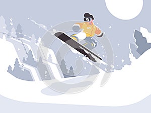 Snowboarder guy snowboarding