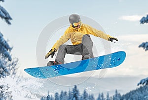 Snowboarder having fun