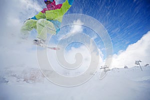 Snowboarder jumping