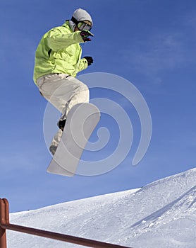 Snowboarder jumping