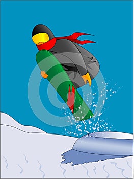 Snowboarder jumping