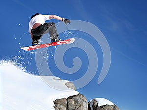 Snowboarder jumping img