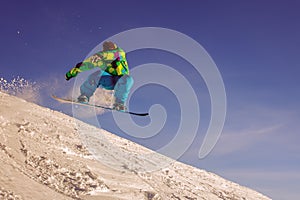 Snowboarder jumping