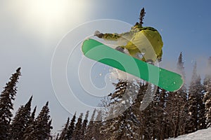 Snowboarder jumping