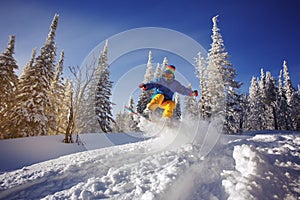 Snowboarder jumping