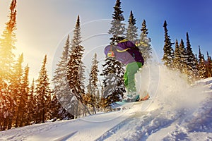 Snowboarder jumping