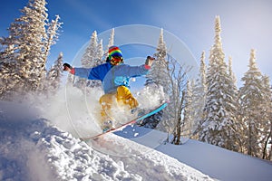 Snowboarder jumping