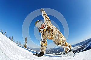 Snowboarder jumping