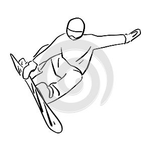 Snowboarder jumping in the air vector illustration sketch doodle