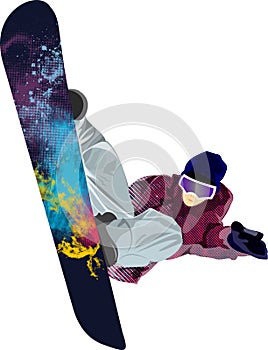 Snowboarder jumping pose winter people tricks