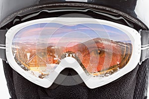 Snowboarder looking at mountains