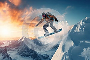 Snowboarder Mid-Air on Mountain