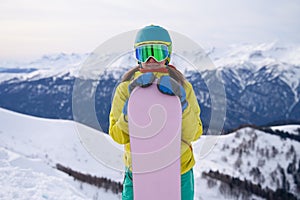 Snowboarder with Mountain Backdrop at Twilight