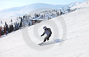 Snowboarder on a mountain slope