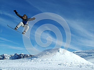 Snowboarder in the mountains