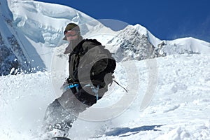 Snowboarder on Mt Blanc 3