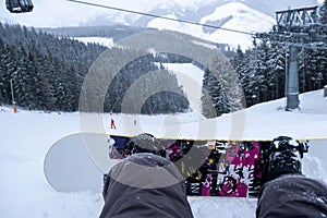 Snowboarderský pohľad zo svahu