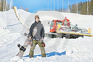 Snowboarder Posing on Piste