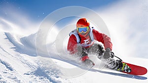 Snowboarder\'s Dynamic Carves Through Snow: An Expressive Ride.