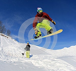 Snowboarder in the sky