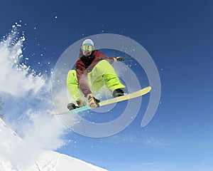 Snowboarder in the sky