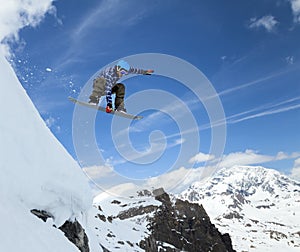 Snowboarder in the sky