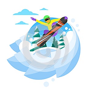 Snowboarder Sliding Down Hill, Man Snowboarding