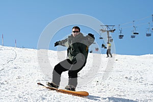 Snowboarder on snow