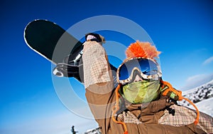 Snowboarder with snowboard