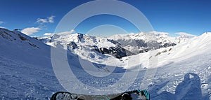 Snowboarder - view from the top of the mountain