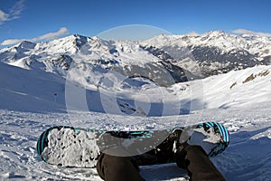 Snowboarder - view from the top of the mountain