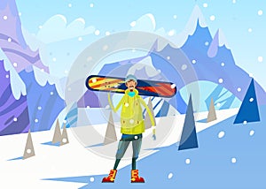 Snowboarder. Winter landscape.