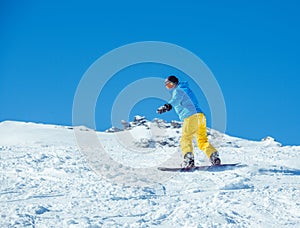 Snowboarder at the winter resort