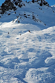 Snowboarders on Snowy Slope, Travel Europe