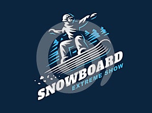 Snowboarding emblem Illustration on dark background