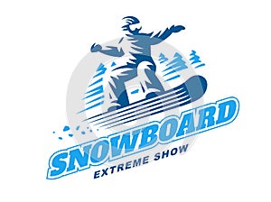 Snowboarding emblem Illustration on white background